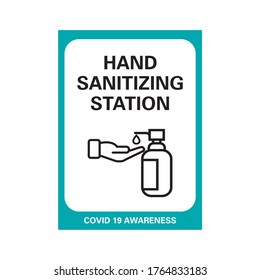 Corona Viurs COVID-19 Safety signage - Hand Sanitizing Station, suitable for print