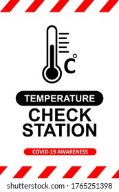 Corona Viurs COVID-19 Safety signage - Temperature Check Station, suitable for print