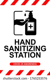 Corona Viurs COVID-19 Safety signage - Hand Sanitizing Station, vector illustration