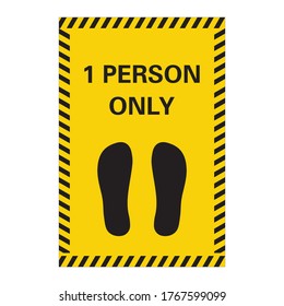 Corona Viurs COVID-19 Safety signage - One person only, suitable for print