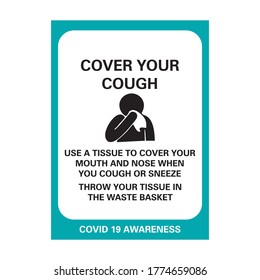 Corona Viurs COVID-19 Safety signage - Cover Your Cough, suitable for print