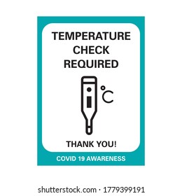 Corona Viurs COVID-19 Safety signage - Temperature Check require, suitable for print