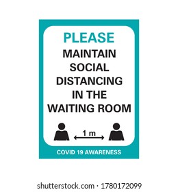 Corona Viurs COVID-19 Safety signage - Please maintain social distancing, suitable for print