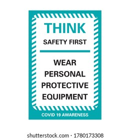 Corona Viurs COVID-19 Safety signage - Think Safety First, suitable for print