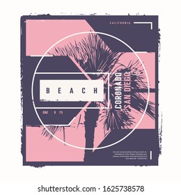 Coronado beach vector graphic t-shirt design, poster, print.