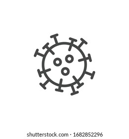 Coronairus covid-19 icon. Microbe, microorganism or bacterium outline symbol. Infection research, pandemic protection, medical tests concept line logo. Viral Diseases Series. Vector