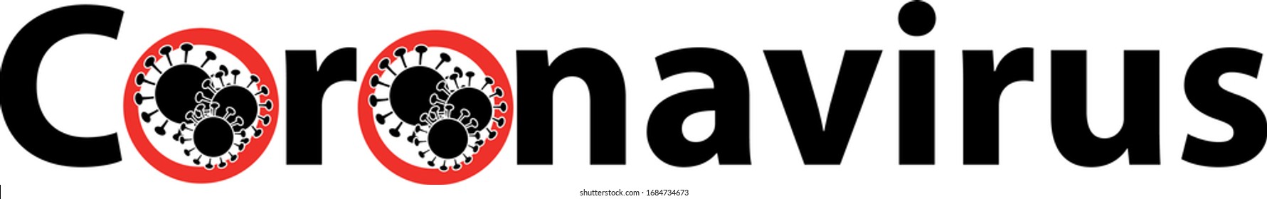 Coronaravirus symbol isolated on white background with text.