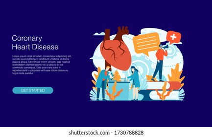 Coronary heart disease medical vector illustration concept doctor working at hospital vector template background isolated can be use for presentation web banner UI UX landing page