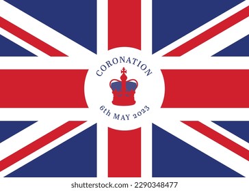 Coronation 6th May 2023 vector illustration with Union Flag red white and blue