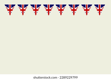 Coronation celebration UK Union Jack flag garland bunting background vector illustration