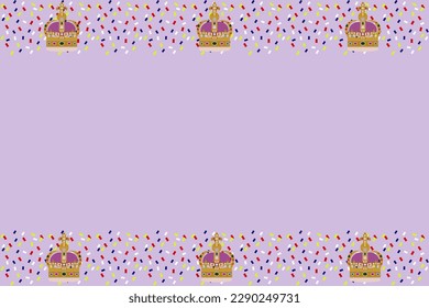 Coronation day celebration UK sceptre confetti background vector illustration party 