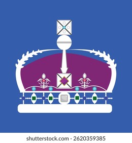 coronation day. illustration of the silver crown of the king and queen 