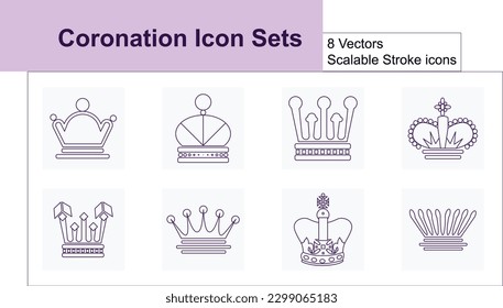 The coronation king and queen crown single stroke vector scalable