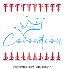 Coronation Vector Illustration with Crown and union flag pennants