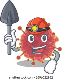 coronaviridae miner cartoon design concept with tool and helmet