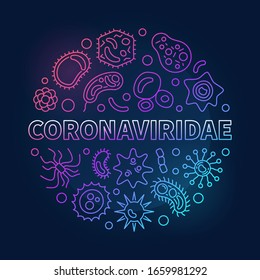 Coronaviridae vector concept outline colored modern round illustration on dark background