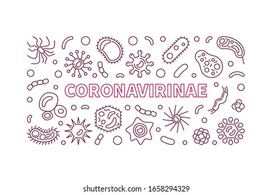 Dibujo horizontal o banderín del concepto de vector de coronavirina