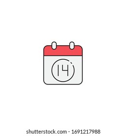 Coronavirus 14 day quarantine vector icon symbol isolated on white background