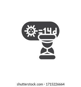 Coronavirus 14-day quarantine vector icon. filled flat sign for mobile concept and web design. Quarantine 14 Days hourglass glyph icon. Symbol, logo illustration. Vector graphics