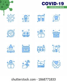 CORONAVIRUS 16 Blue Icon set on the theme of Corona epidemic contains icons such as bacteria; medical; wear; health; lab viral coronavirus 2019-nov disease Vector Design Elements
