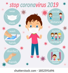 concepto de prevención del coronavirus 19, ilustración, vector