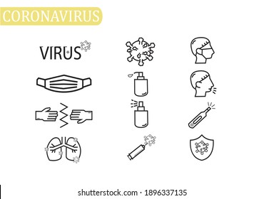 coronavirus 2019 - 2021 vector icon black and white
