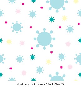 Coronavirus 2019 CoV. Pneumonia.Bacteria Biology Organisms seamless pattern.Virus infection ebola epidemic sick. Medical genetics bacteriological Microorganism.
