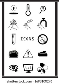 coronavirus 2019 measures to avoid infections during the pandemic 15 icons vector illustration in black and white