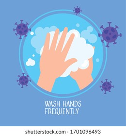 coronavirus 2019 ncov infographic with wash hands frequently campaign vector illustration design