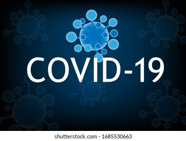 Coronavirus 2019 with“COVID-19” words. they are on black background. Wuhan virus disease virus iconcept ,Vector Logo and symbol and Background concept.