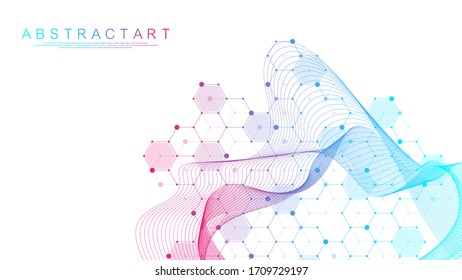 Coronavirus 2019-nCov background for medicine, science, technology, chemistry. Science template wallpaper or banner COVID-2019. Coronavirus wave flow. Vector illustration