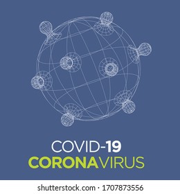 Coronavirus (2019-nCoV). Background with viral cell polygon mesh. Linear outline style. Vector illustration.