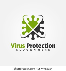 Coronavirus 2019-nCoV Bacteria Icon. Bacteria Protection logo vector. Coronavirus outbreak Stop virus. Isolated vector icon of virus on white background for poster, banner, flyer.