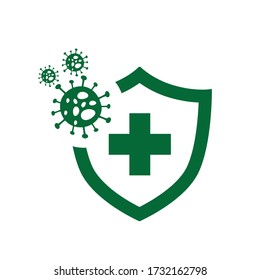 Coronavirus 2019-nCoV Bacteria Icon. Bacteria Protection logo vector. Coronavirus outbreak Stop virus