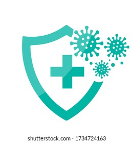 Coronavirus 2019-nCoV Bacteria Icon. Bacteria Protection logo vector. Coronavirus outbreak Stop virus. 