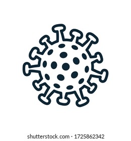Coronavirus 2019-nCoV bacteria vector illustration monochrome black line silhouette - concept of Covid-19 disease and corona virus news about lockdown or outbreak from Wuhan - China. Isolated logo.