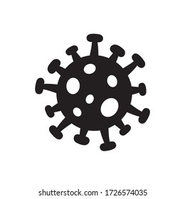 Coronavirus 2019-nCoV bacteria vector illustration monochrome black silhouettes - concept of Covid-19 disease and corona virus news about lockdown or outbreak from Wuhan - China. Isolated logo.