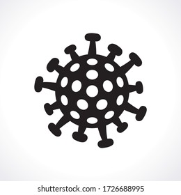 Coronavirus 2019-nCoV bacteria vector illustration monochrome black silhouettes - concept of Covid-19 disease and the virus news about lockdown or outbreak from Wuhan - China. Isolated logo.