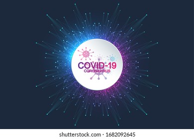 Coronavirus 2019-nCoV banner template. Corona virus icon. China pathogen respiratory infection, medical healthcare, microbiology concept. Pandemic stop in the Europe. Vector illustration