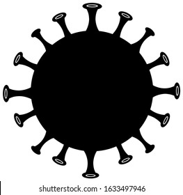 Coronavirus (2019-nCoV) Black Silhouette of Pathogenic Bacteria Design. Vector Illustration Isolated On White Background