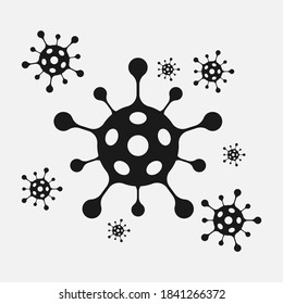 Coronavirus 2019-nCoV black and white vector icon. Covid-19 illustration.
