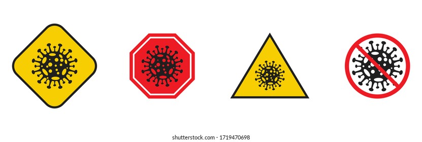 coronavirus (2019-nCoV) causes disease Covid-19 typography design concept prohibit sign set. Vector illustration for poster, banner, flyer
