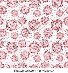 Coronavirus 2019-nCoV celdas perfectamente ilustradas de vectores de patrones. Bacterias de virus aisladas en blanco