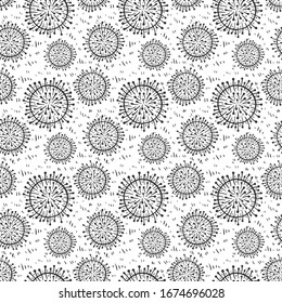 Coronavirus 2019-nCoV cells seamless pattern vector illustration. Virus bacteria background isolated on white