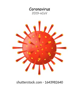 Coronavirus 2019-nCoV. China pathogen respiratory infection (asian flu outbreak). Corona virus icon. influenza pandemic. virion of Coronavirus.  Vector illustration of virion