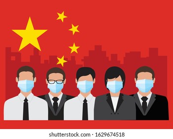 Coronavirus 2019-nCoV concept, Men wearing masks for protection, vector design