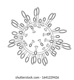 Coronavirus 2019-nCov. Concept resposible for asian flu outbreak and coronaviruses influenza pandemic. Virus or bacterium. Outline cartoon style. For motivational posters. Pneumonia quarantine