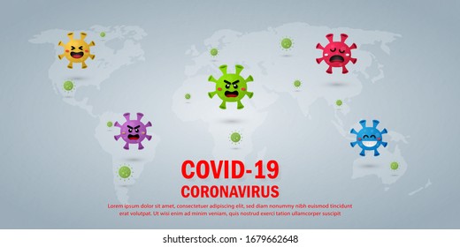 Coronavirus 2019-nCoV concept the Coronavirus spread throughout the world, Paper cut style