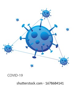 Coronavirus 2019-nCoV connection. Corona virus icon. China pathogen respiratory infection (asian flu outbreak). influenza pandemic. virion of Corona-virus. Vector
