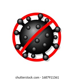 Coronavirus 2019-nCoV. Corona virus 3D icon. Red sign isolated white background. China pathogen respiratory infection. Design bacteria. Influenza pandemic Corona-virus prevention Vector illustration